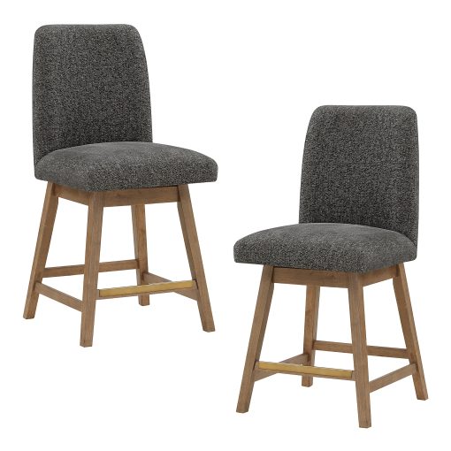 Office Star Finley Counter Height Swivel Stools, Charcoal/Med Oak, 26", Set Of 2 Stools - Image 2