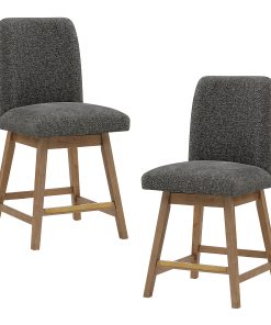 Office Star Finley Counter Height Swivel Stools, Charcoal/Med Oak, 26", Set Of 2 Stools