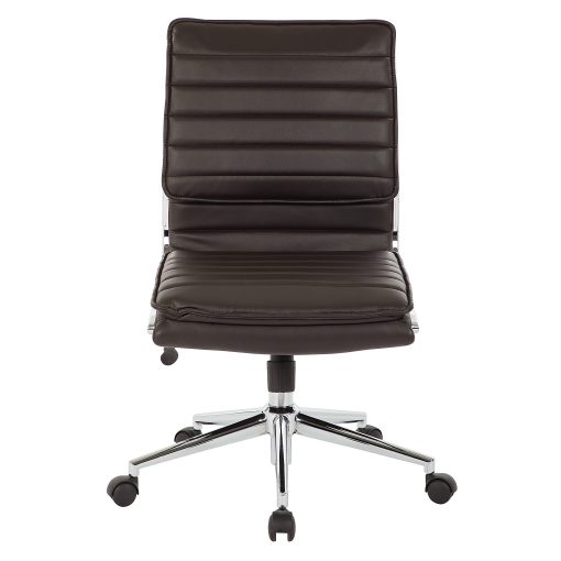 Office Star™ Pro-Line II™ SPX Armless Bonded Leather Mid-Back Chair, Espresso/Chrome - Image 2
