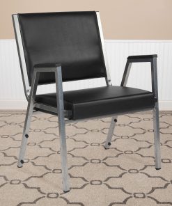 Flash Furniture HERCULES Bariatric Medical Reception Arm Chair With Antimicrobial Protection, Black