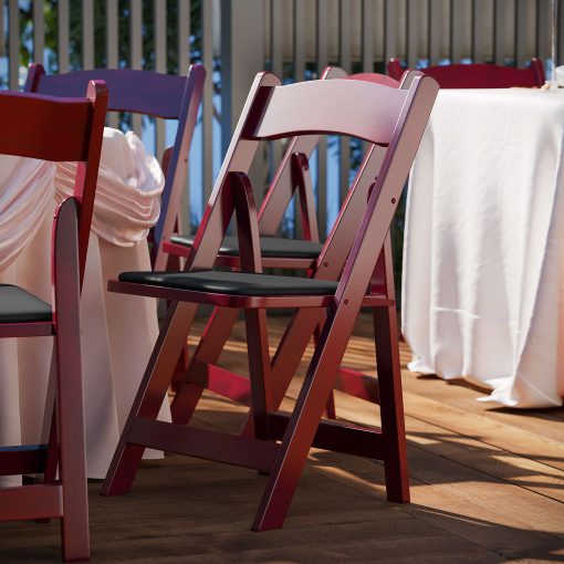Flash Furniture HERCULES Wood Folding Chair With Vinyl Seat, Mahogany - Image 2