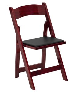 Flash Furniture HERCULES Wood Folding Chair With Vinyl Seat, Mahogany