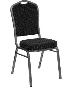Flash Furniture HERCULES Fabric Crown-Back Stacking Banquet Chair, Black Dot/Silver 2