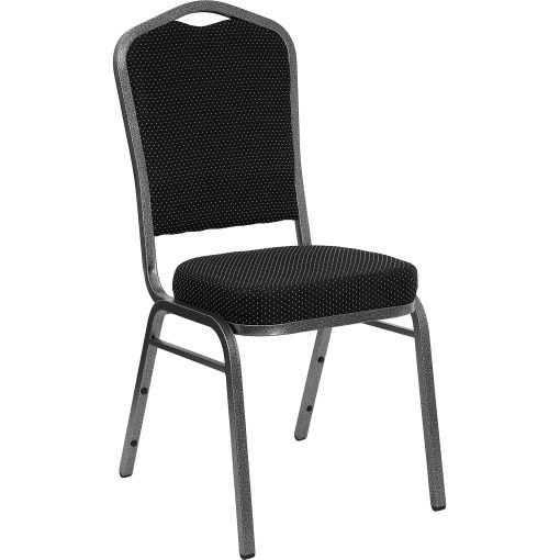 Flash Furniture HERCULES Fabric Crown-Back Stacking Banquet Chair, Black Dot/Silver - Image 2