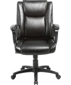 Lorell® SOHO Ergonomic Bonded Leather High-Back Chair, Traditional Stitch, Black 2