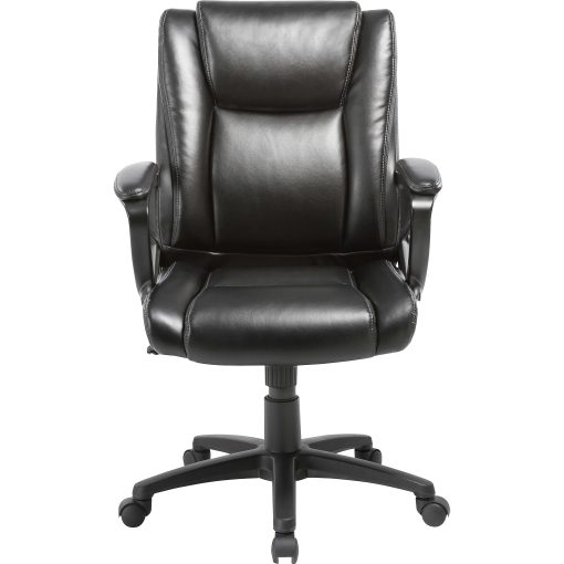 Lorell® SOHO Ergonomic Bonded Leather High-Back Chair, Traditional Stitch, Black - Image 2