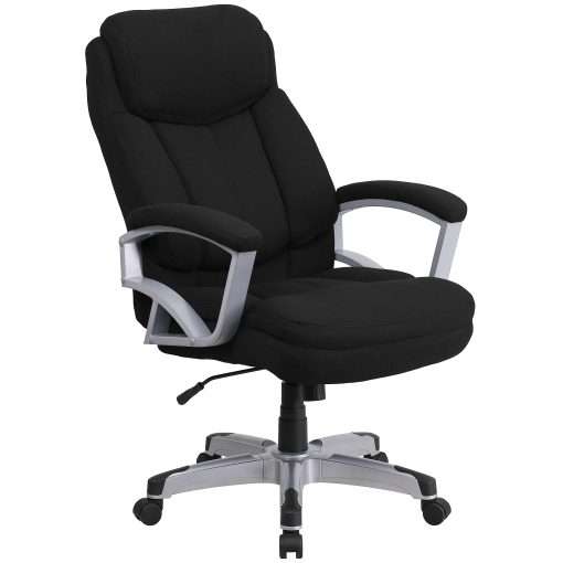 Flash Furniture HERCULES Big & Tall Ergonomic Fabric High-Back Swivel Office Chair, Black/Silver - Image 2