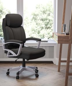 Flash Furniture HERCULES Big & Tall Ergonomic Fabric High-Back Swivel Office Chair, Black/Silver