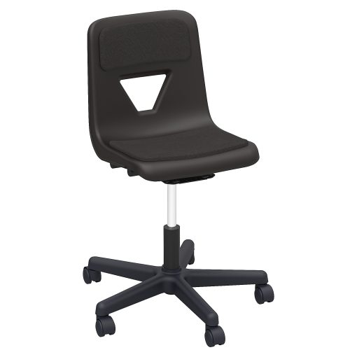Lorell® Classroom Adjustable-Height Padded Mobile Task Chair, Black - Image 2