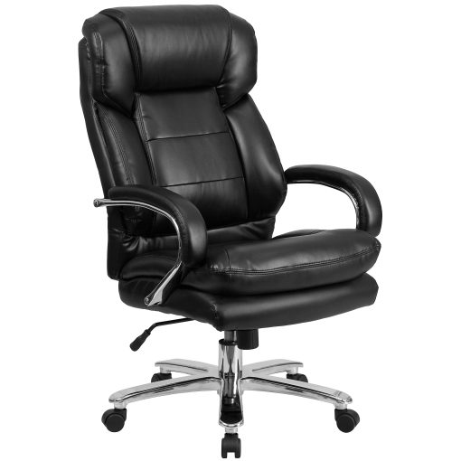 Flash Furniture Hercules 24-7 Intensive Use Big & Tall Ergonomic LeatherSoft™ Faux Leather Office Chair With Loop Arms, Black/Gray - Image 2