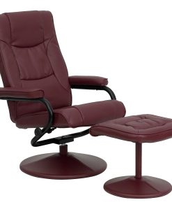 Flash Furniture Contemporary Recliner With Wrapped Base Ottoman, Burgundy/Black 2