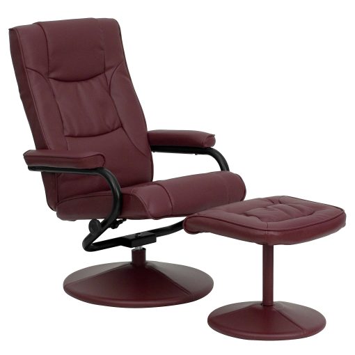 Flash Furniture Contemporary Recliner With Wrapped Base Ottoman, Burgundy/Black - Image 2