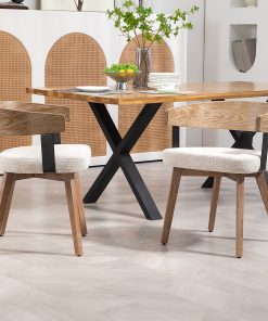 Glamour Home Beck Linen Fabric Dining Accent Chairs, Beige/Brown, Set Of 2 Chairs 2