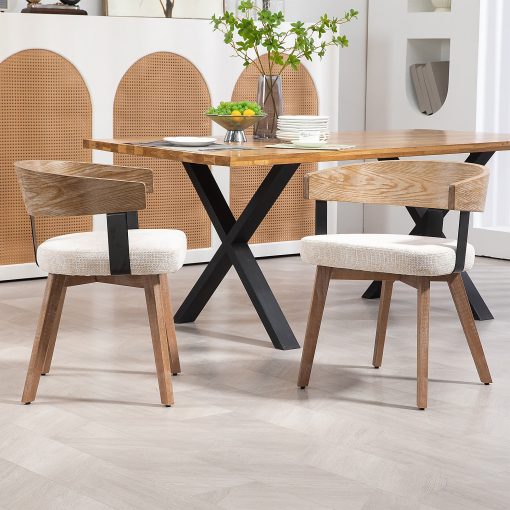 Glamour Home Beck Linen Fabric Dining Accent Chairs, Beige/Brown, Set Of 2 Chairs - Image 2