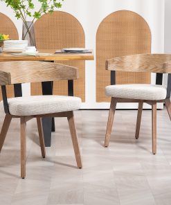 Glamour Home Beck Linen Fabric Dining Accent Chairs, Beige/Brown, Set Of 2 Chairs