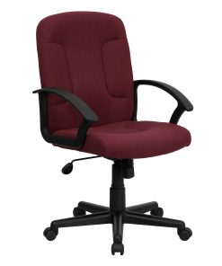 Flash Furniture Fabric Mid-Back Swivel Chair, Burgundy/Black 2