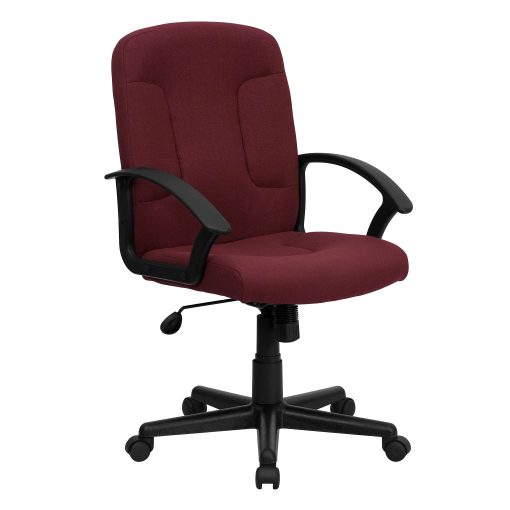 Flash Furniture Fabric Mid-Back Swivel Chair, Burgundy/Black - Image 2