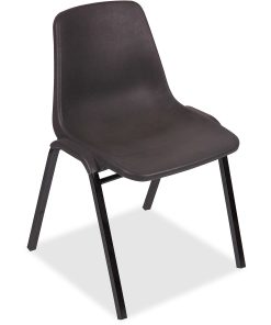 Lorell® Plastic, Plastic Back Stacking Chair 19 3/10″ Seat Width, Black Seat/Black Frame, Quantity: 4 2