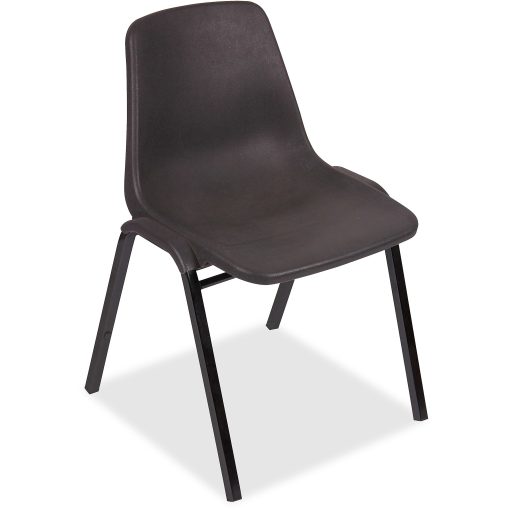 Lorell® Plastic, Plastic Back Stacking Chair 19 3/10" Seat Width, Black Seat/Black Frame, Quantity: 4 - Image 2