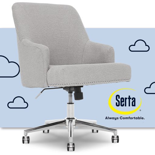 Serta® Leighton Mid-Back Office Chair, Light Gray/Chrome - Image 2