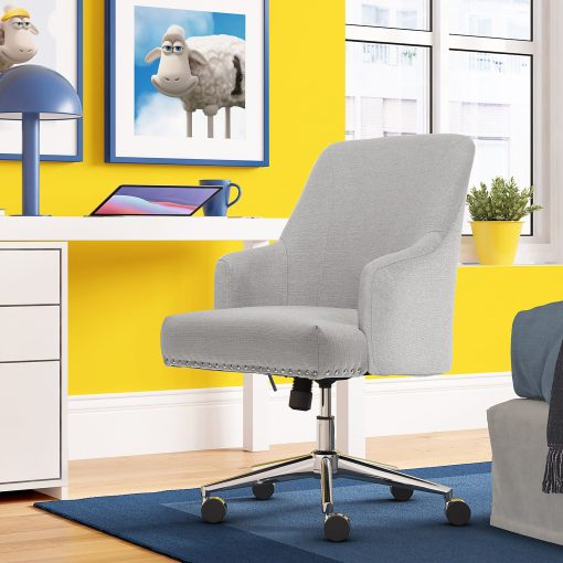 Serta® Leighton Mid-Back Office Chair, Light Gray/Chrome