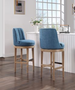 Office Star Rowan Counter Height Spindle Stools, Navy/Medium Oak, Set Of 2 Stools 2