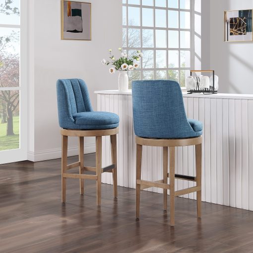 Office Star Rowan Counter Height Spindle Stools, Navy/Medium Oak, Set Of 2 Stools - Image 2