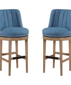 Office Star Rowan Counter Height Spindle Stools, Navy/Medium Oak, Set Of 2 Stools