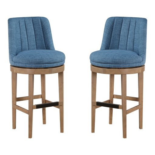 Office Star Rowan Counter Height Spindle Stools, Navy/Medium Oak, Set Of 2 Stools