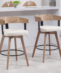 Glamour Home Beck Fabric Counter Height Stool With Back, Beige 2
