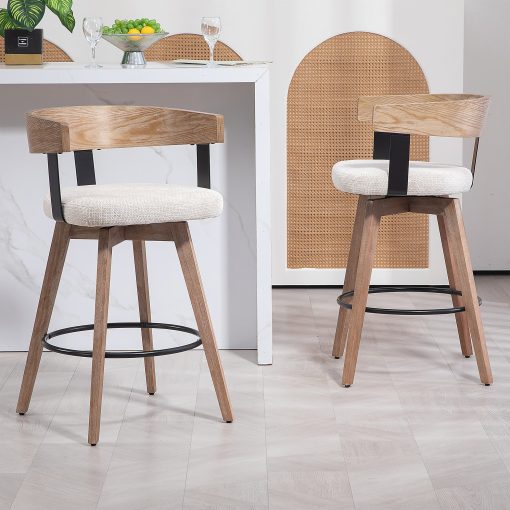 Glamour Home Beck Fabric Counter Height Stool With Back, Beige