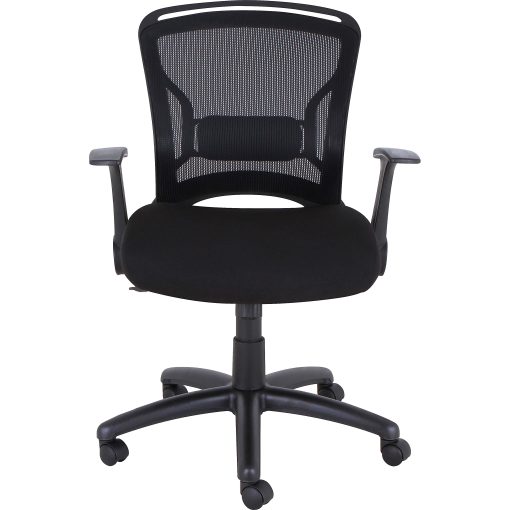 Lorell® Flipper Arm Mid-Back Mesh/Fabric Chair, Black - Image 2