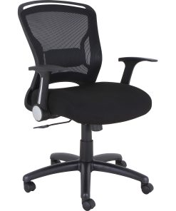 Lorell® Flipper Arm Mid-Back Mesh/Fabric Chair, Black