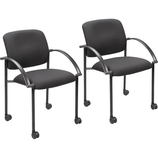 Lorell® Mobile Stacking Guest Chair With Arms, Black, 2 Per Set - Image 2