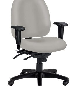 WorkPro® 4X4 498SL Ergonomic Antimicrobial Vinyl Low-Back Multi-Function Task Chair, Gray/Black