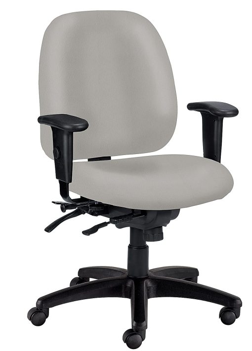 WorkPro® 4X4 498SL Ergonomic Antimicrobial Vinyl Low-Back Multi-Function Task Chair, Gray/Black