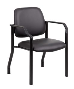 Boss Office Products Mid-Back Guest Chair With Arms, Black