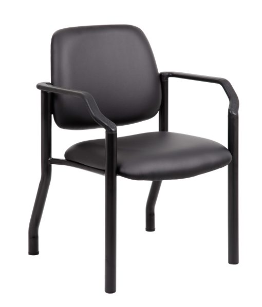 Boss Office Products Mid-Back Guest Chair With Arms, Black