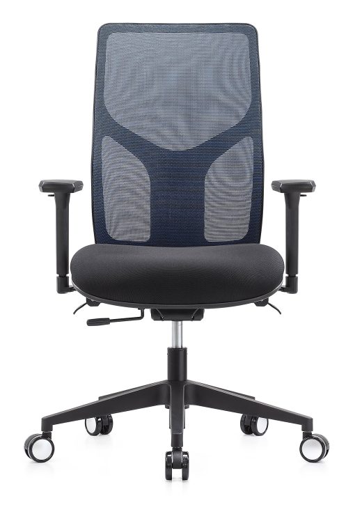 WorkPro® 4000 Series Multifunction Ergonomic Mesh/Fabric High-Back Executive Chair, Blue/Black, BIFMA Compliant - Image 2