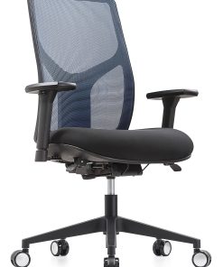 WorkPro® 4000 Series Multifunction Ergonomic Mesh/Fabric High-Back Executive Chair, Blue/Black, BIFMA Compliant