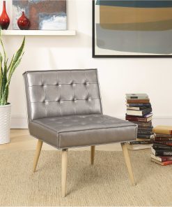 Ave Six Amity Tufted Accent Chair, Sizzle Pewter/Light Brown/Gold 2