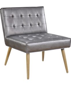 Ave Six Amity Tufted Accent Chair, Sizzle Pewter/Light Brown/Gold