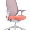 WorkPro® 6000 Series Multifunction Ergonomic Mesh/Fabric High-Back Executive Chair, White Frame/Orange Seat, BIFMA Compliant