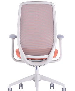 WorkPro® 6000 Series Multifunction Ergonomic Mesh/Fabric High-Back Executive Chair, White Frame/Orange Seat, BIFMA Compliant 2