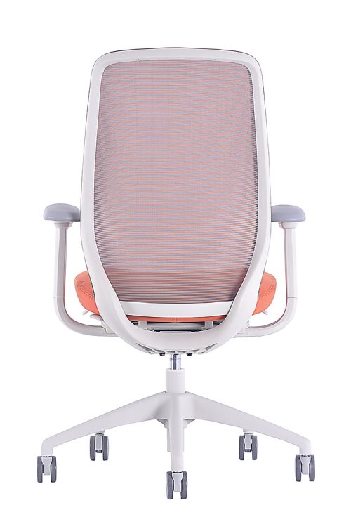 WorkPro® 6000 Series Multifunction Ergonomic Mesh/Fabric High-Back Executive Chair, White Frame/Orange Seat, BIFMA Compliant - Image 2