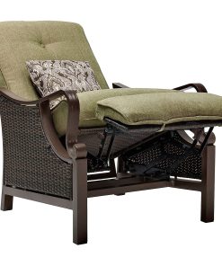 Hanover Ventura Luxury Recliner in Vintage Meadow, Olive, Olefin Seat, Steel, Aluminum, Resin Frame, 26.3″W x 36″D x 40.5″H 2