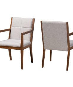 Baxton Studio Theresa Accent Chairs, Gray/Beige, Set Of 2 Chairs