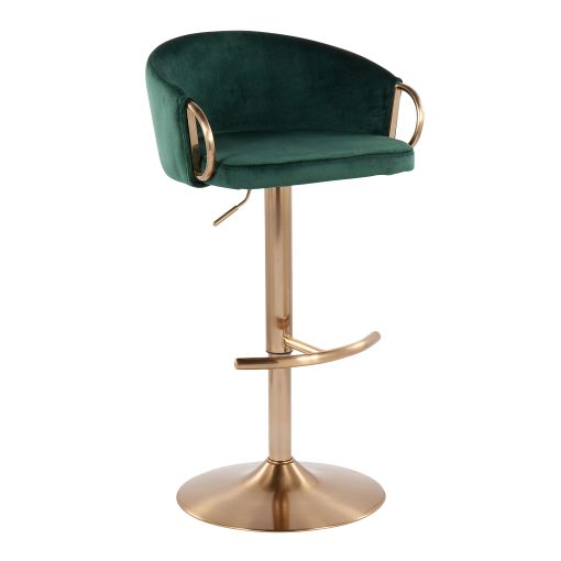 LumiSource Claire Adjustable Bar Stools, Green/Gold, Set Of 2 Stools, BSCLAIREAUVGN2 - Image 2