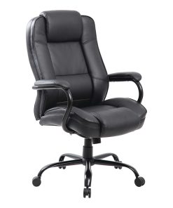 Boss Office Products Heavy-Duty Ergonomic LeatherPlus™ Bonded Leather High-Back Chair, Black