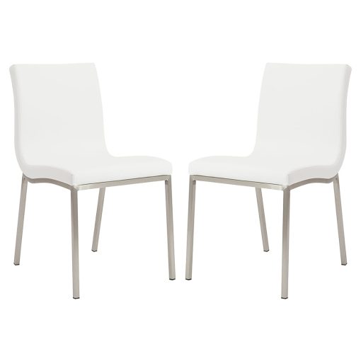 Eurostyle Scott Side Chairs, White/Brushed Steel, Set Of 2 Chairs